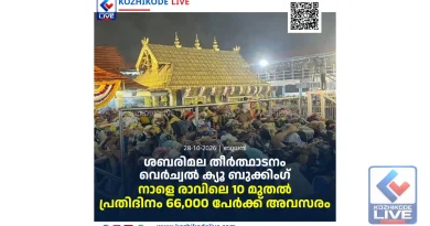 ശബരിമല മണ്ഡല, മകരവിളക്ക് തീർത്ഥാടനം: വെർച്വൽ ക്യൂ ബുക്കിംഗ് നാളെ രാവിലെ 10 മുതൽ; പ്രതിദിനം 66,000 പേർക്ക് അവസരം
